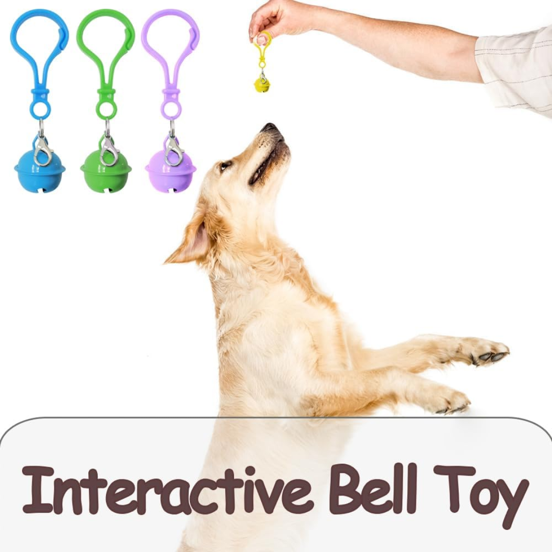 Cat and dog bells, set of 6 colorful carabiner bells