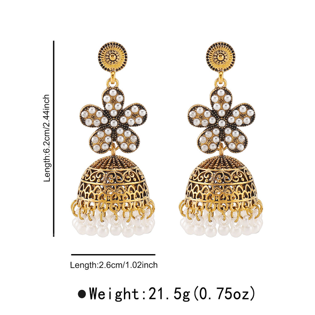 Boucles d'oreilles retro florales en strass