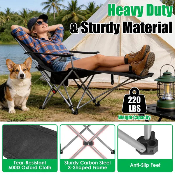 Chaise de camping inclinable extérieur 95-160 Angle réglable carbone acier cadre lourd Du