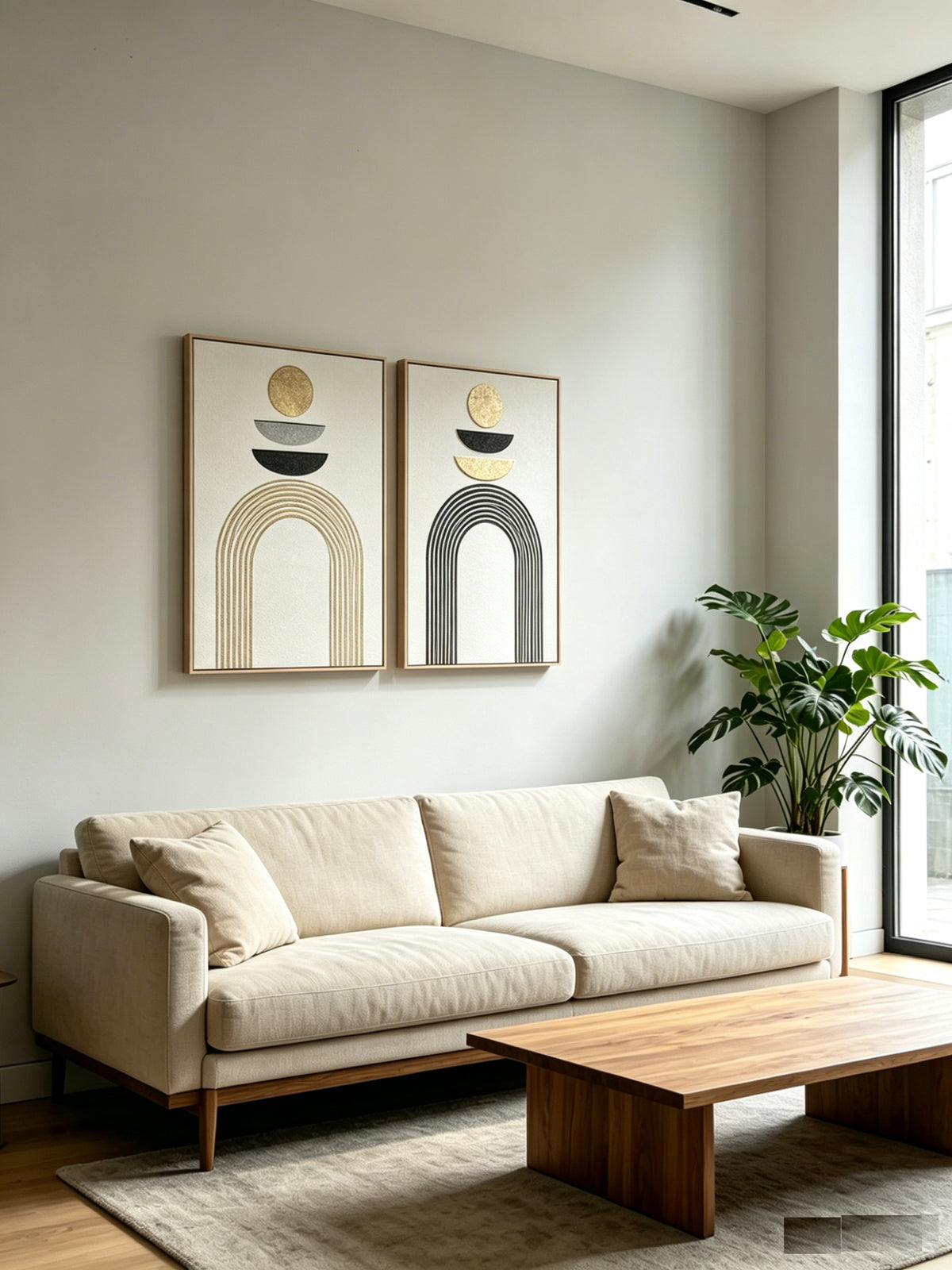 24x36 Ensemble de 2 Art mural Boho abstrait encadré