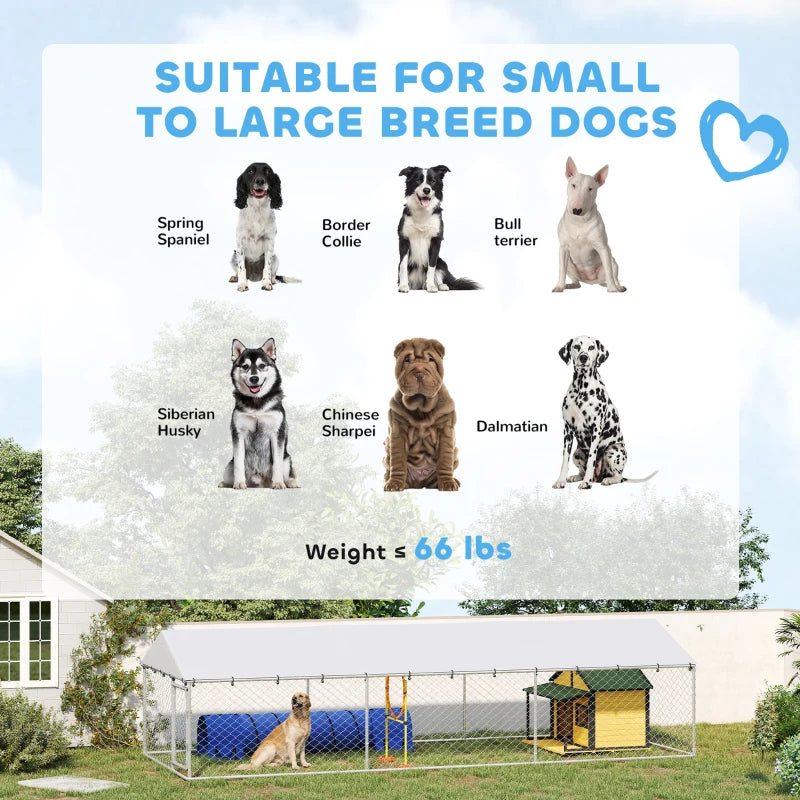 PawHut 20' X 7.5' X 5' chien Kennel extérieur pour grands chiens avec toit imperméable