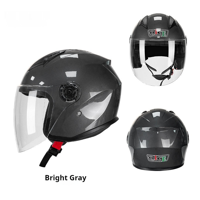 Casque de trois quarts de moto électrique quatre saisons casque d'équitation universel