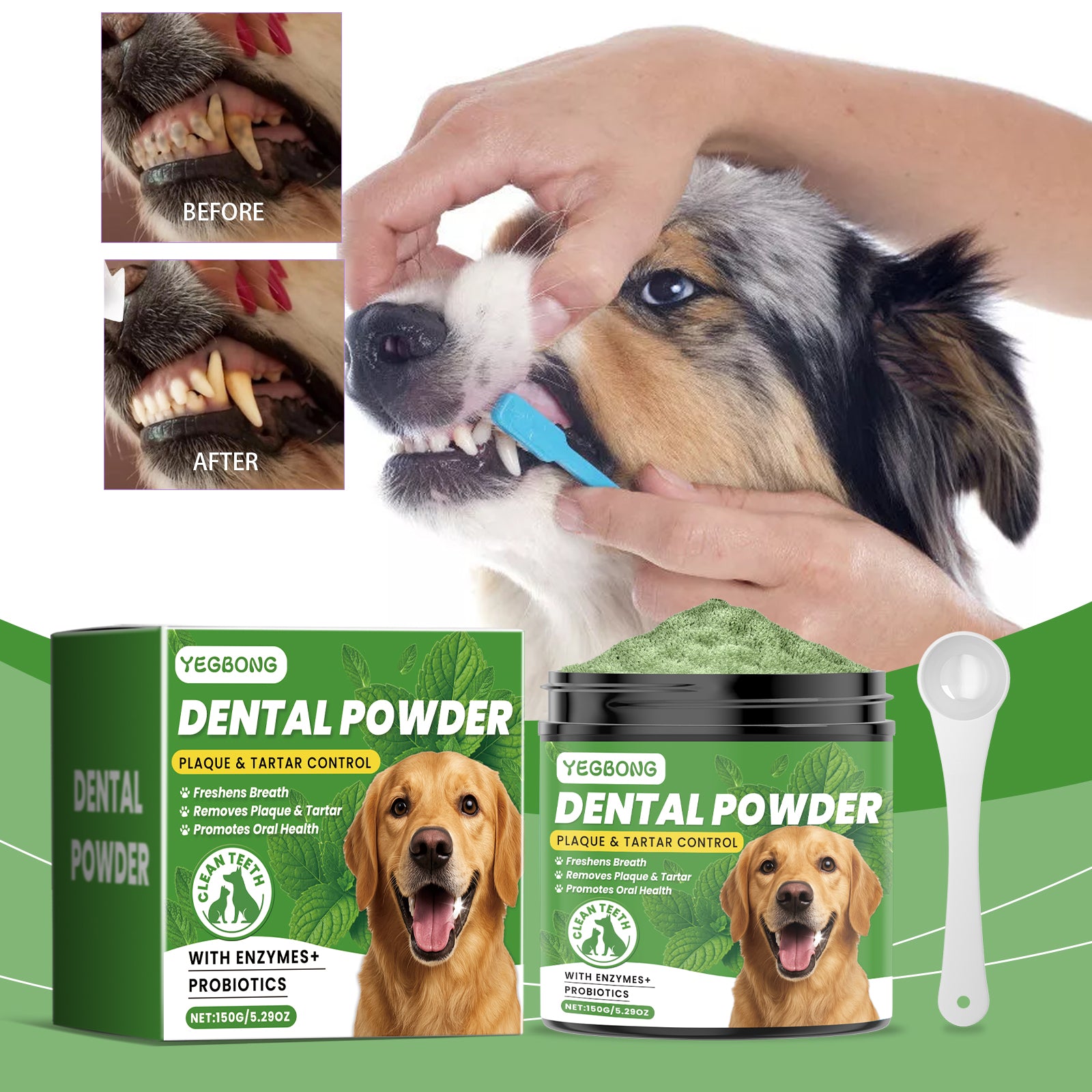 Poudre de nettoyage de dents de chien