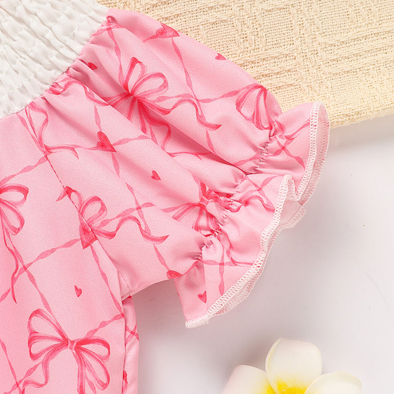 Rompeur graphique Bowknot de bébé fille