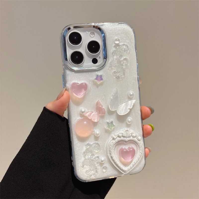 Boîtier de téléphone Epoxy Pearl Epoxy en forme de cœur
