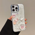 Boîtier de téléphone Epoxy Pearl Epoxy en forme de cœur