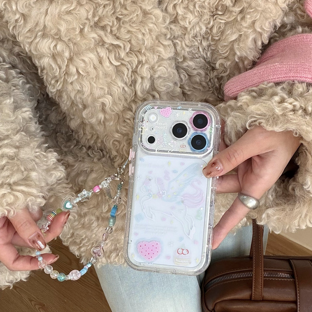 Étui de téléphone en silicone imprimé au gâteau de cerises japonais-Corée