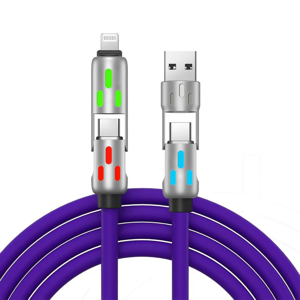 Tpc Light Column Silicone Four-in-one Fast Charging Data Cable
