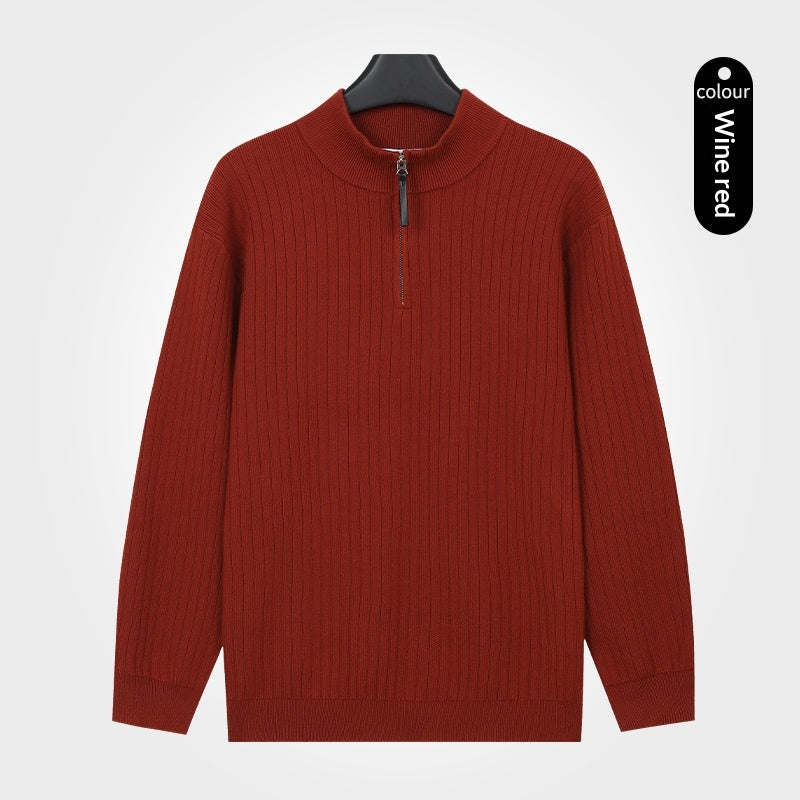 Sweater semi-zip pour hommes avec un léger luxe se sentir doux et chaud pour l'automne Et l'hiver