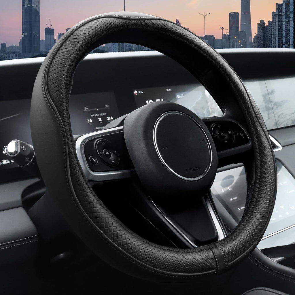 Revêtement de volant de voiture en cuir de microfibre avec embossage diamanté et un N