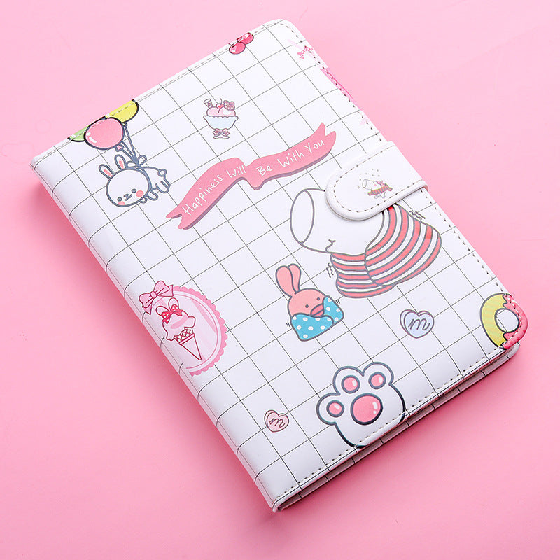 Kaba Ours Hippo petit blanc magnétique boucle carnet portable carnet fille coeur créatif