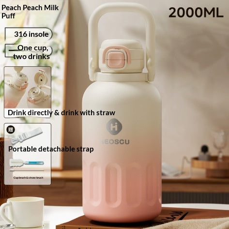 Bouteille d'eau de paille de grande capacité avec isolation