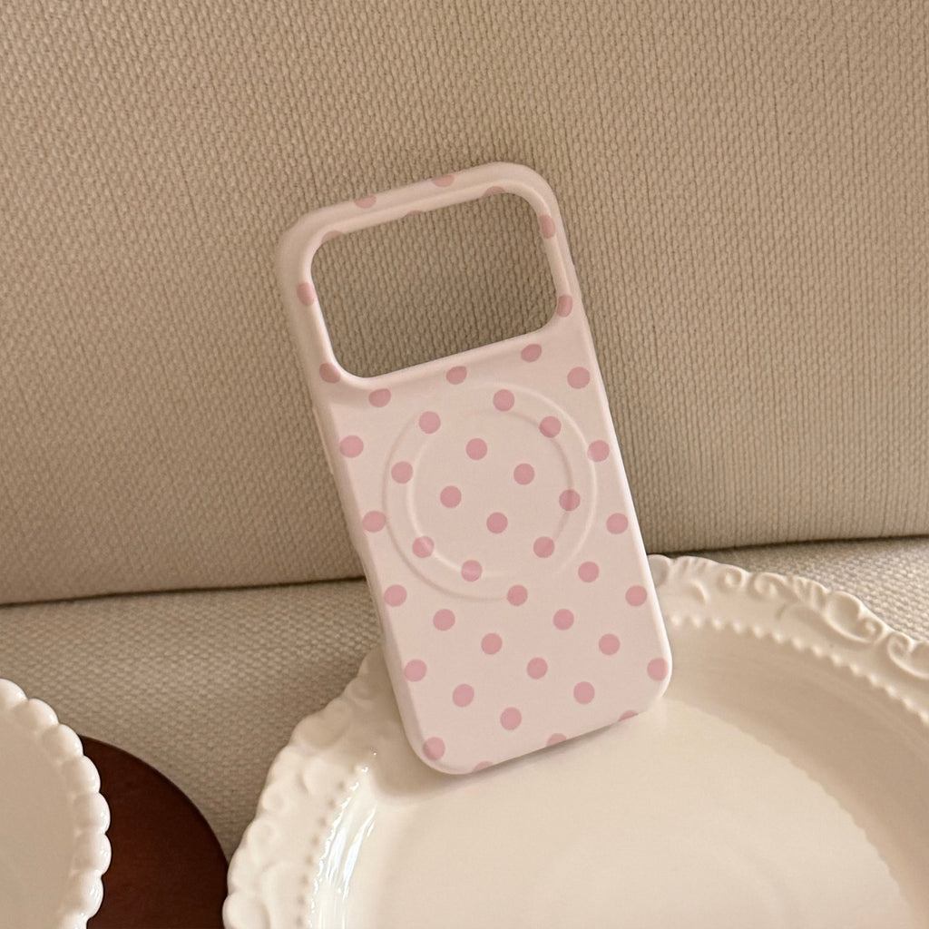 Coque de téléphone magnétique à point à crème polyvalente Polka