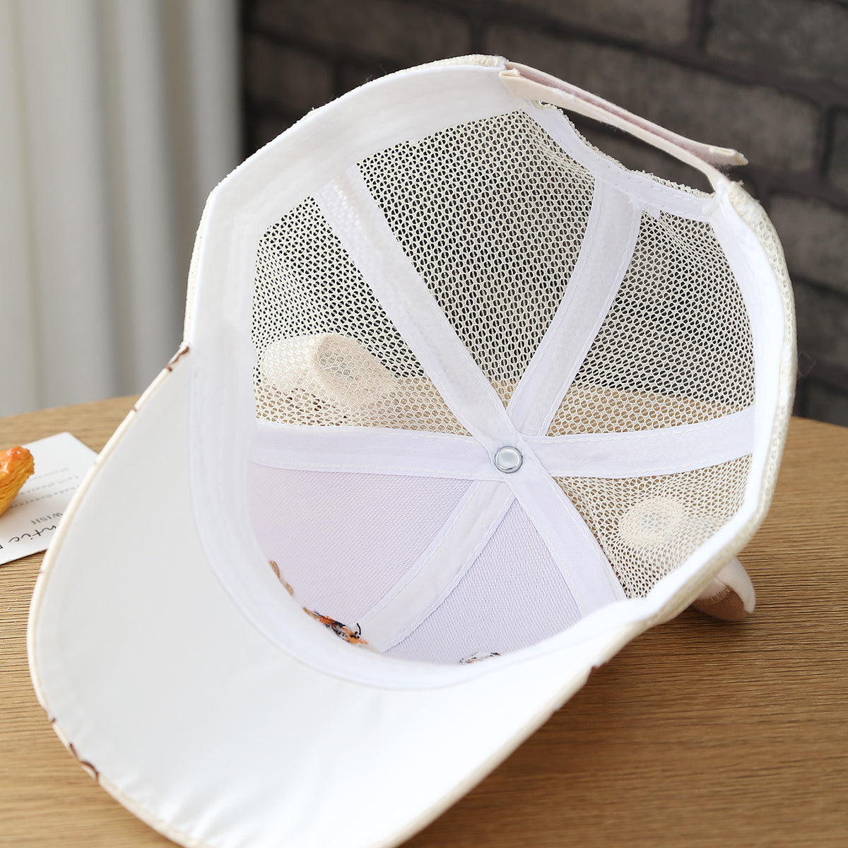 Oreilles de dessin animé Broded Bear Casquette enfant en tissu net