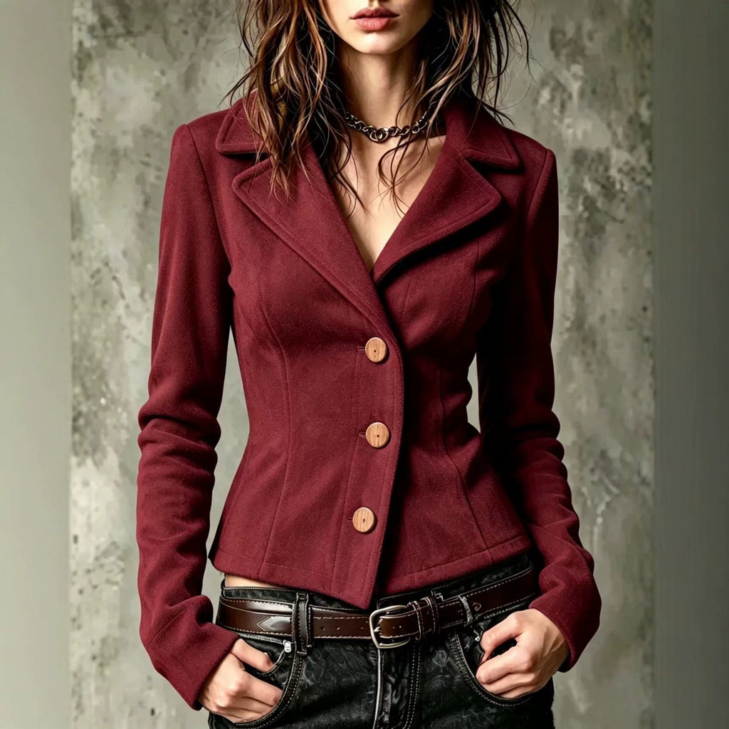 Manteau en laine courte ajustée vintage pour femme