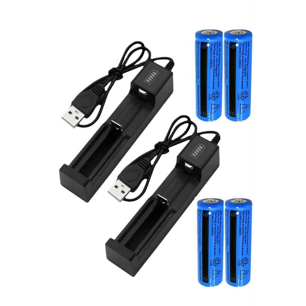 Batterie Li-ion et chargeur 3000mAh 3.7V Chargeur Lithium rechargeable USB pour torche F