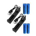 Batterie Li-ion et chargeur 3000mAh 3.7V Chargeur Lithium rechargeable USB pour torche F