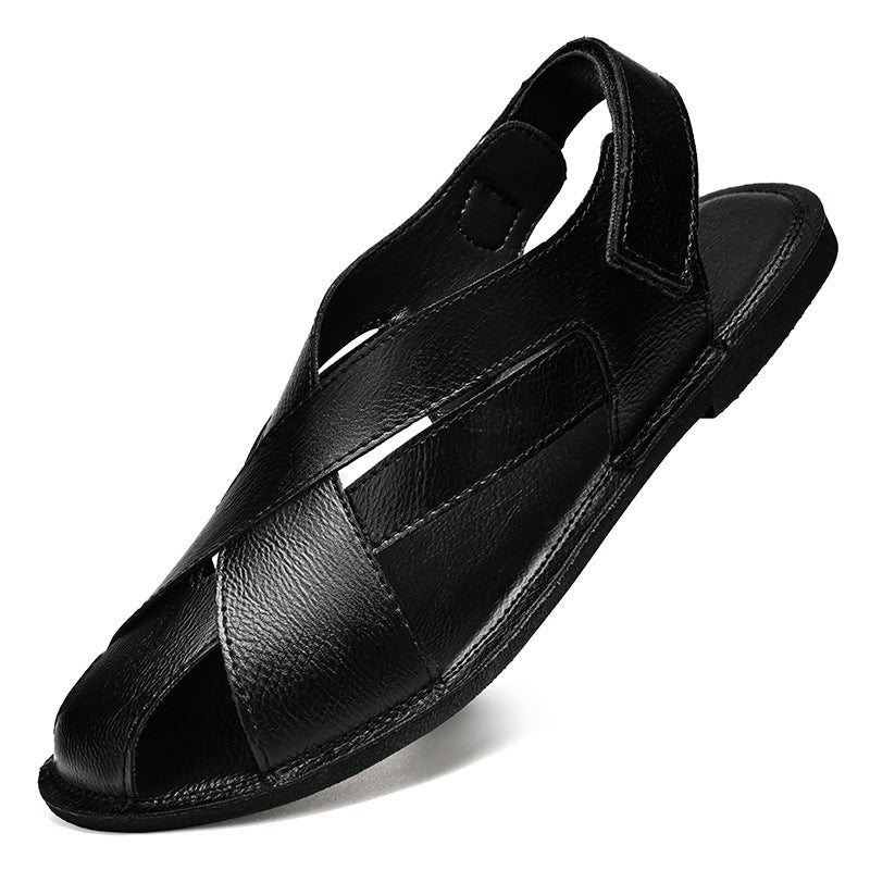 Été Style véritable cuir Casual Beach Sandales non glissantes à double usage
