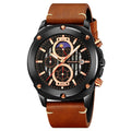Montres de mode homme Tendance Ceinture homme montre trois yeux et six aiguilles montre Quartz