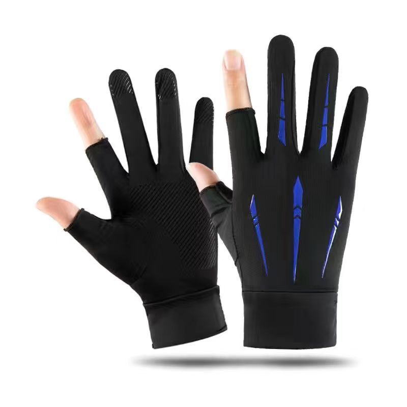 Sports de plein air d'été Gants demi-doigts faits de soie glacée avec une poignée antidérapante