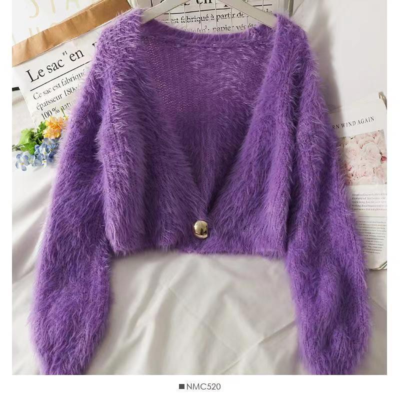 Flou doux et détendu femmes tricot Cardigan