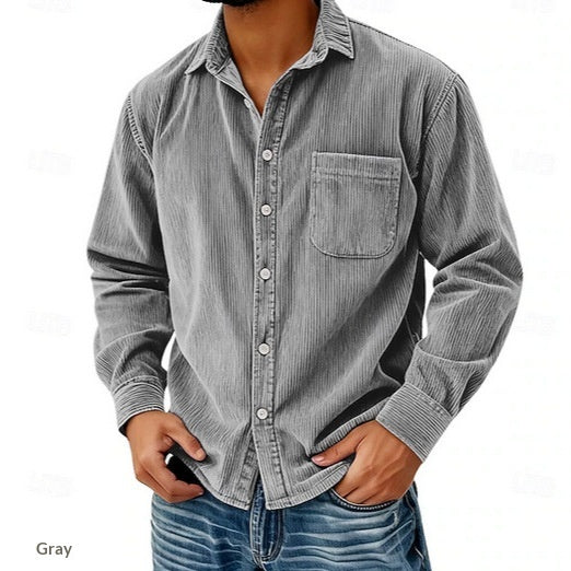 Chemise Homme Corduroy Corduroy rayée anti-rides sans fer