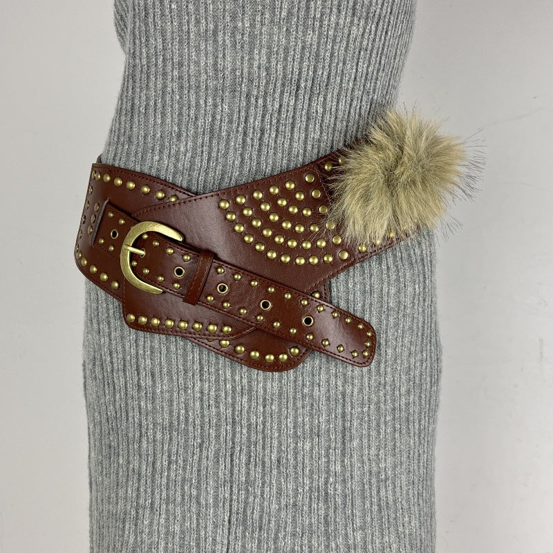Rivet Punk large ceinture mode et polyvalent style vintage