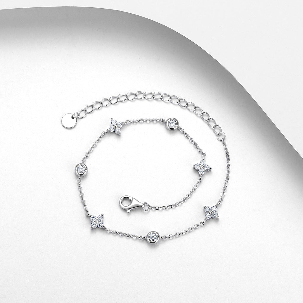 S925 Bracelet Sterling Silver Moissanite Station