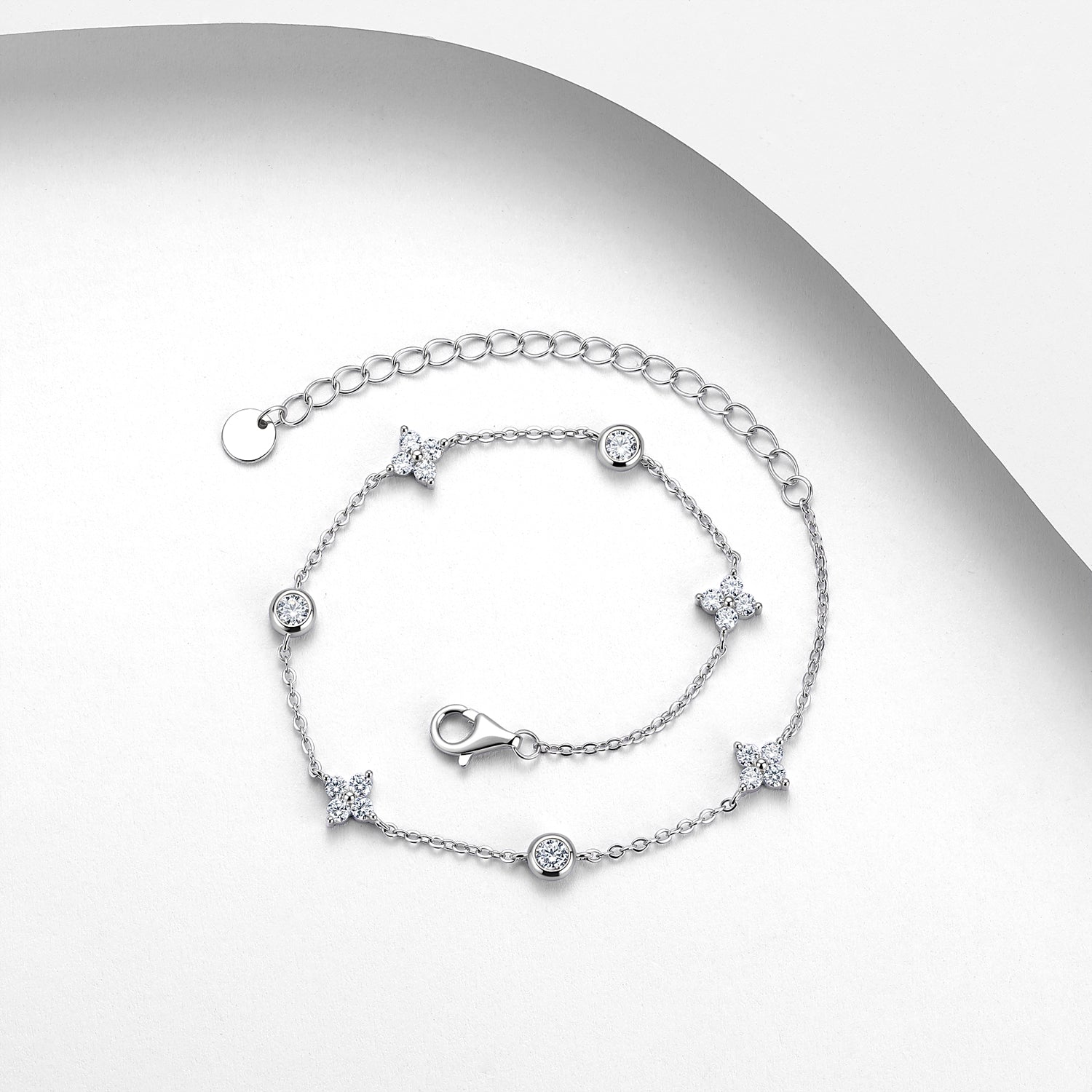S925 Bracelet Sterling Silver Moissanite Station