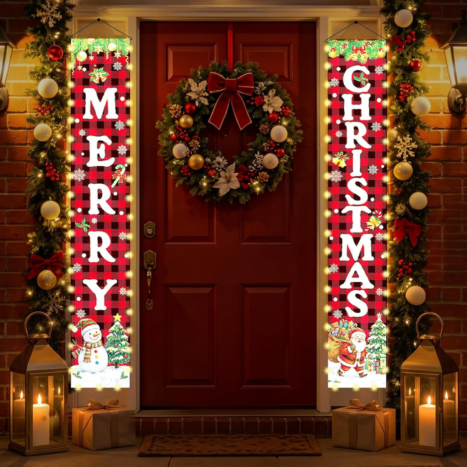 Décorations de Noël Bannière allumée pour porte