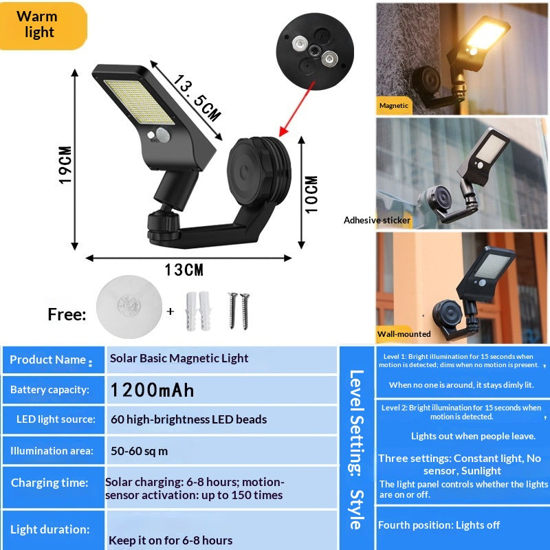 Lampe solaire magnétique extérieure Cour