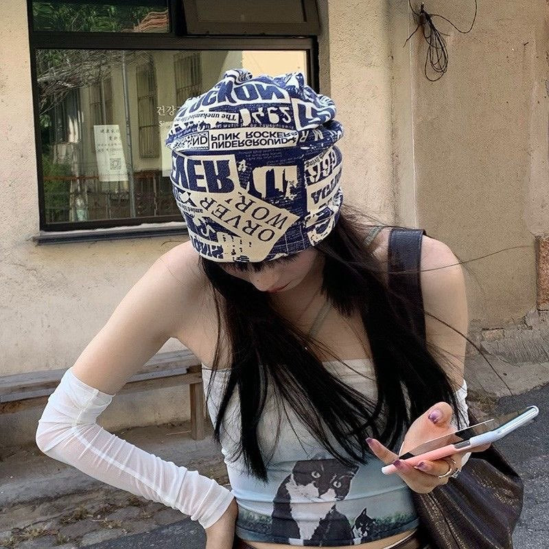 Vintage papier d'impression Headscarf Face Framing plié Wrap pour femmes style rétro cheveux Acc