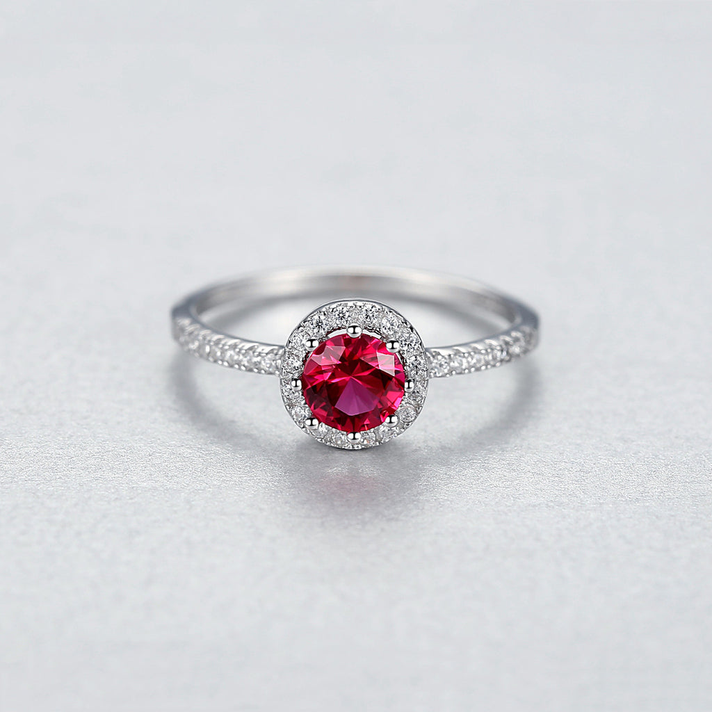 925 Argent anneau rubis diamant unique pour les femmes