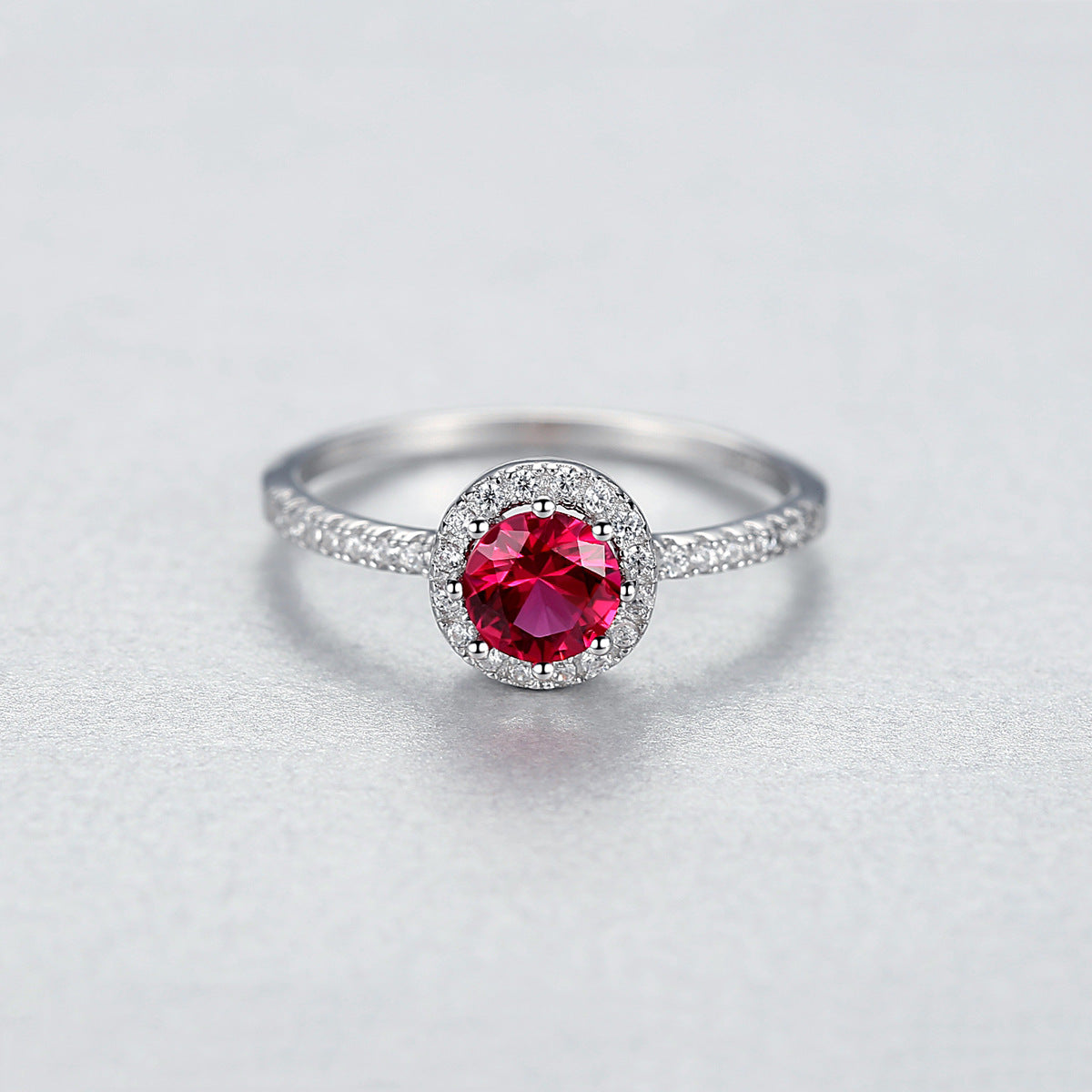 925 Argent anneau rubis diamant unique pour les femmes