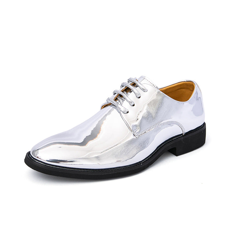 Hommes Casual pointu orteil Glossy chaussures en cuir en style britannique