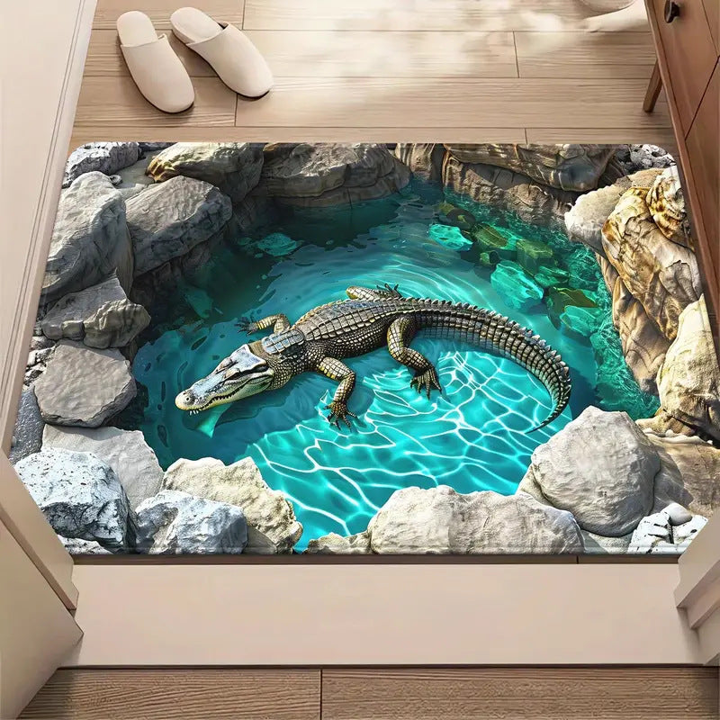 Effet visuel 3D Maison Ground Mat Salle de bain antidérapante