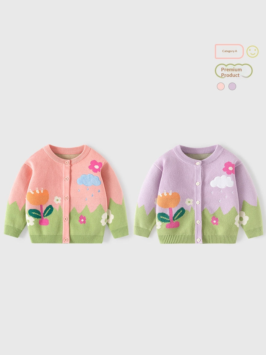 Girls' Knitted Cotton Cardigan