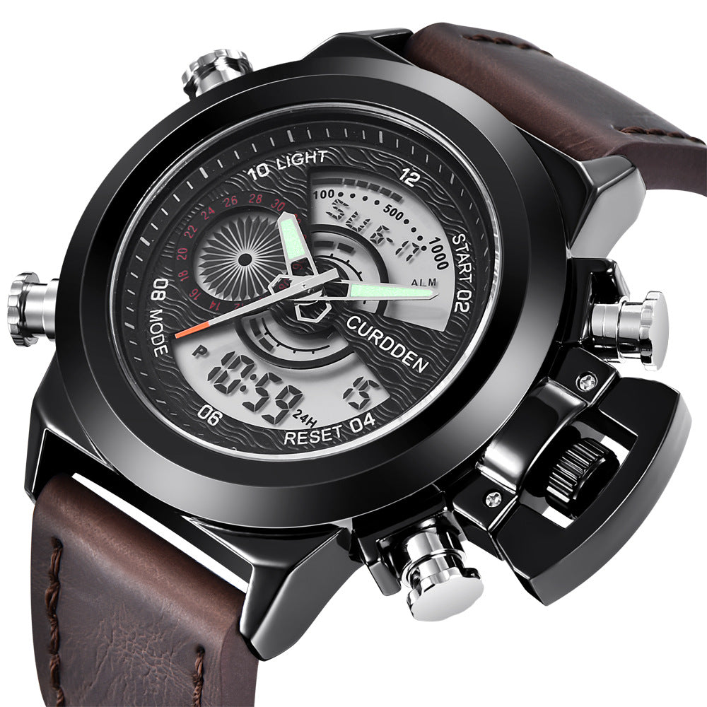 Fashion Belt Multi-Functional Double Display Sports Watch for Men