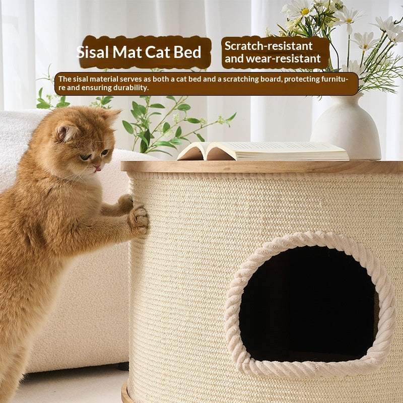Une table de café de style arbre de chat partagée par les humains et les animaux