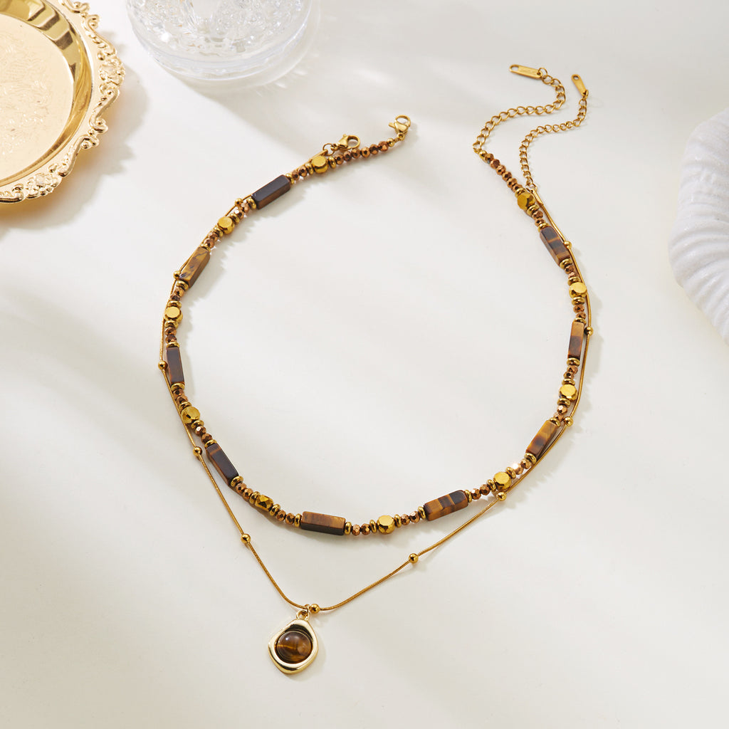 Collier de perles pour les yeux de style maillard