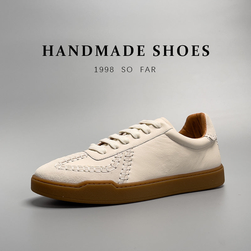 Basket Basket Chaussure Blanc Homme en cuir véritable taille basse