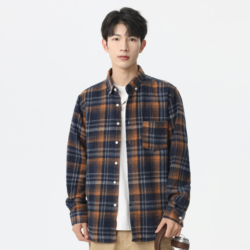 Chemise à volant brossé pour homme