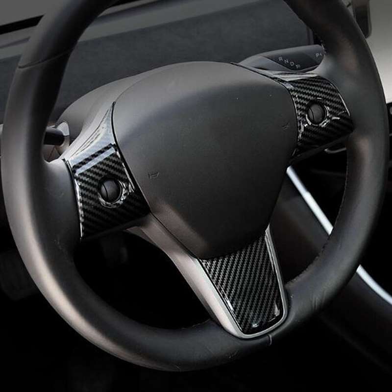 3 Pcs Set Car Steering Wheel Decoration for Tesla Model 3 with Logo