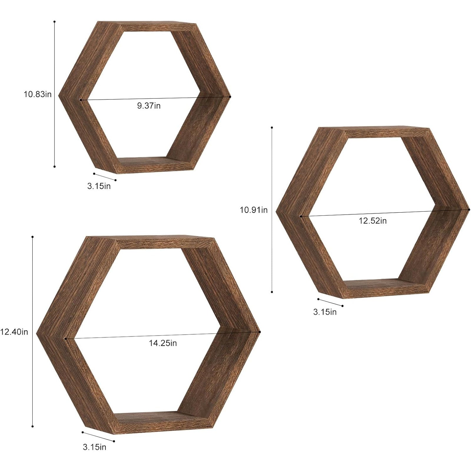 Ensemble de plateau mural en bois d'hexagone