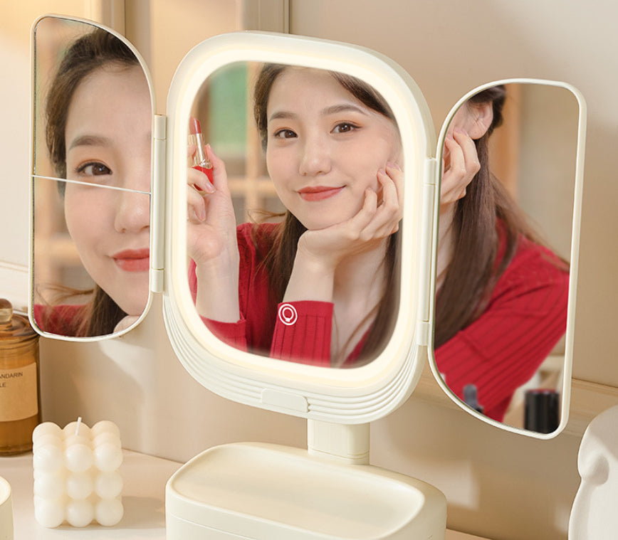 Led bureau cosmétique miroir ménage pliable avec la lumière