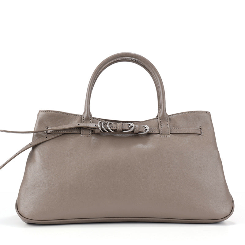 Sac en cuir tanné végétal de première couche de style coréen Minimalist Commuter Sac à main