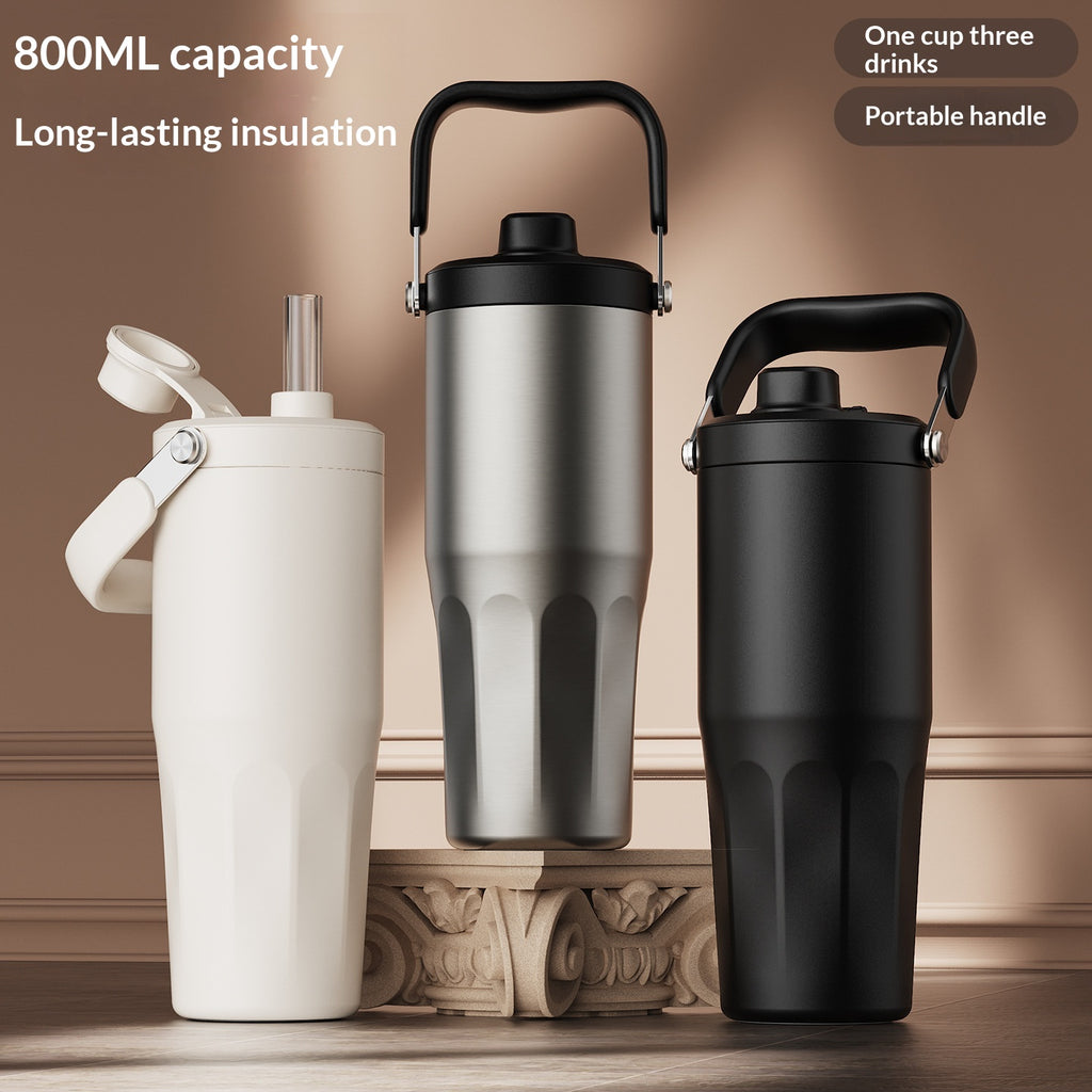 Acier inoxydable de grande capacité avec paille pour utilisation automobile