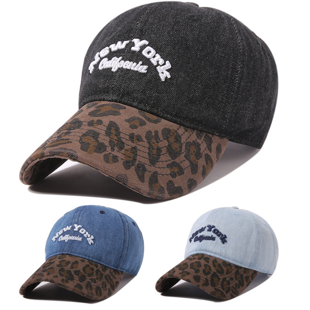 L'Europe et l'American Girl style Patchwork Leopard-print Lettered Baseball Cap