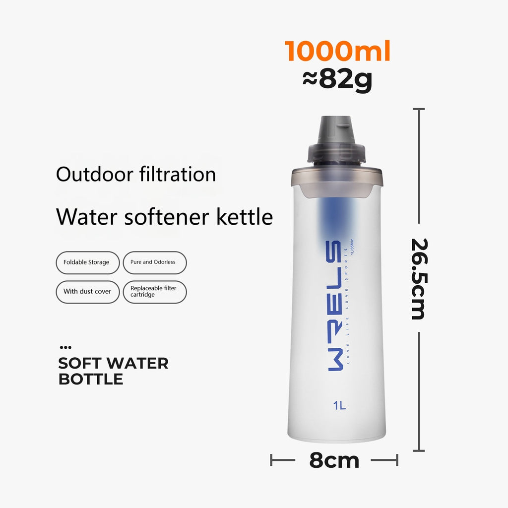Soft water bottle for portable water purifier