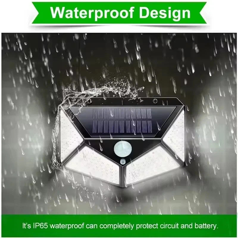 Solar Power PIR Motion Sensor Lumières murales 1o0 LED Outdoor Garden Lampe de sécurité